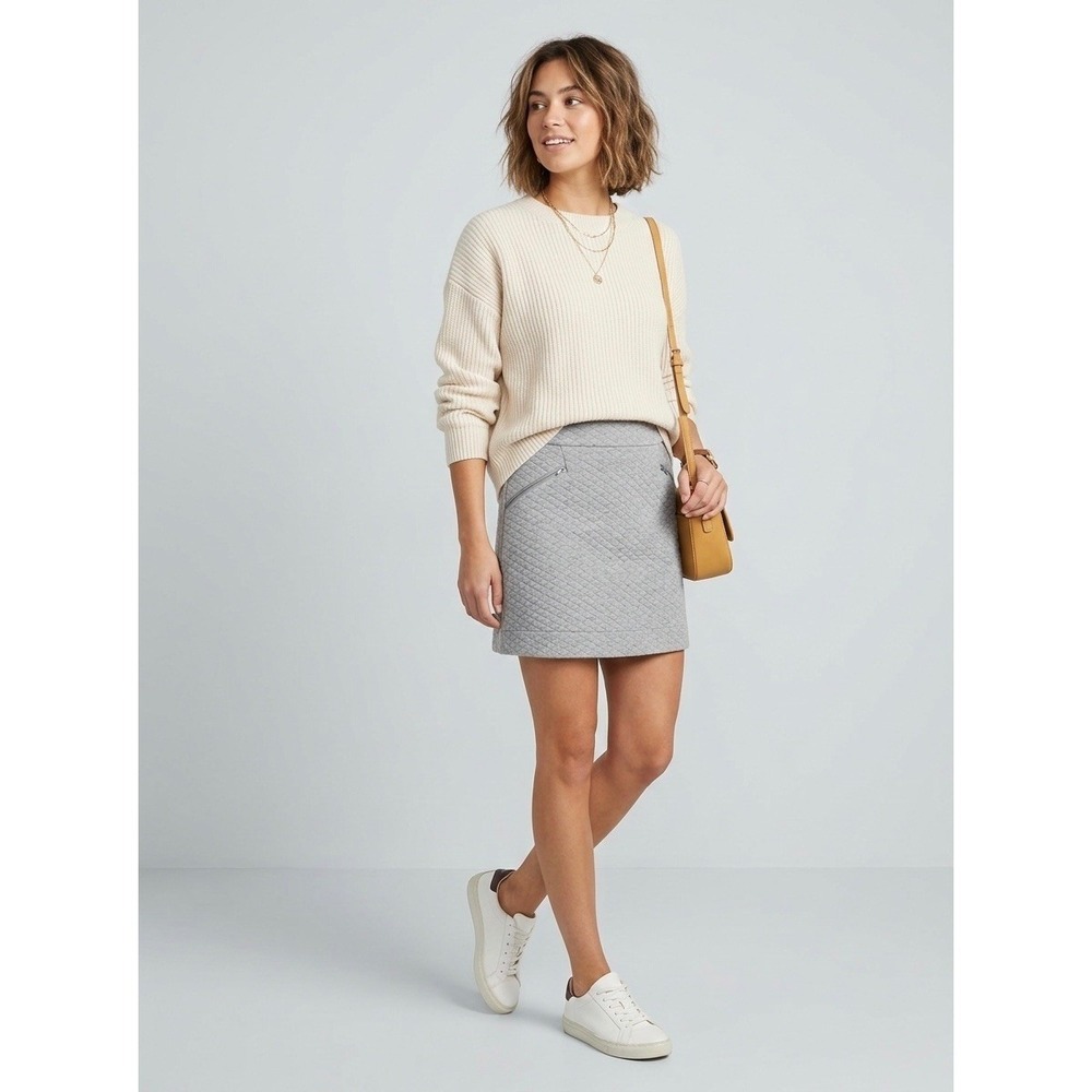 Marine Layer Heather Grey Quilted Mini Skirt A-Line Zip Pockets Small